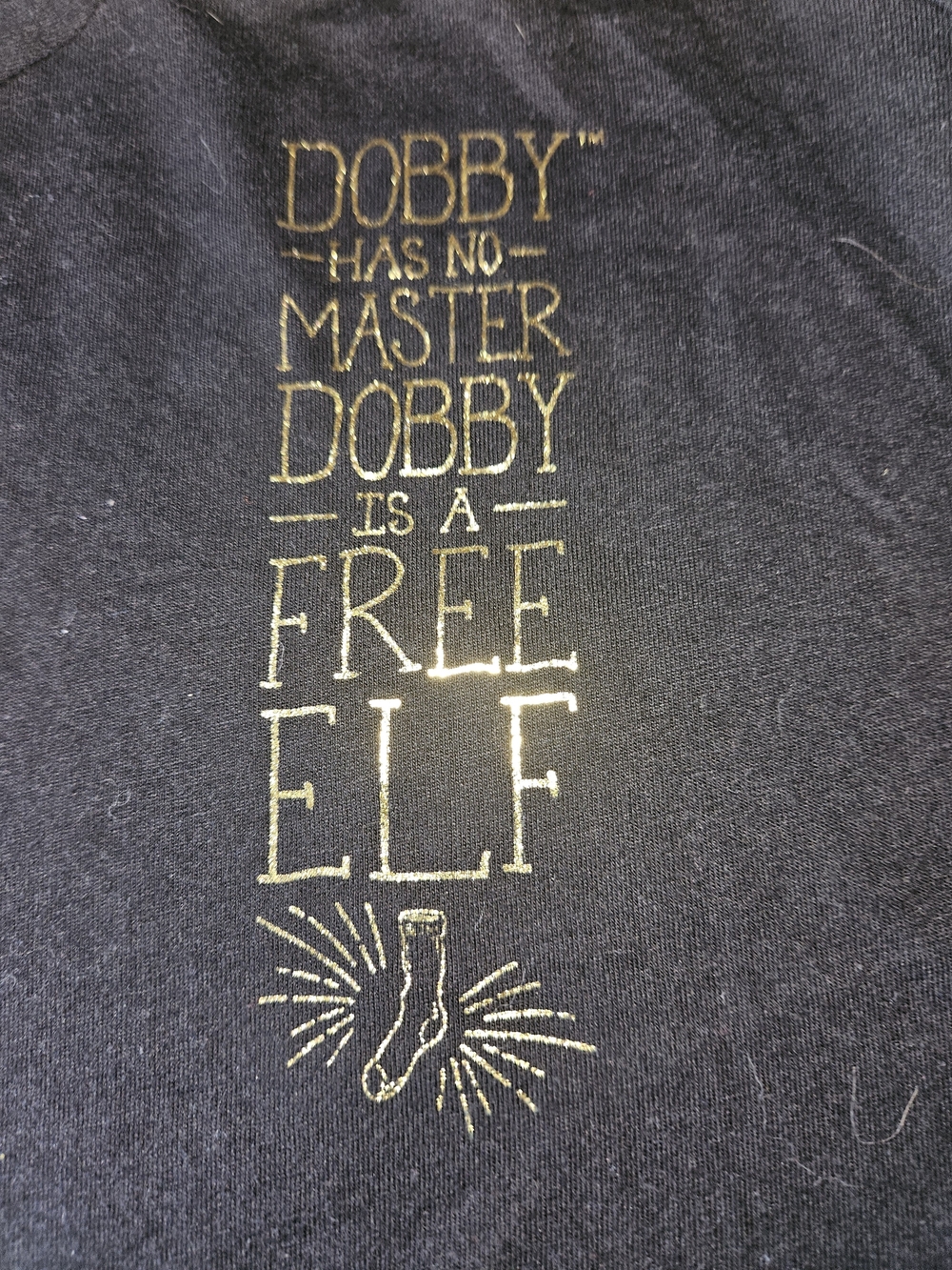 Harry Potter "Free the House-Elves" Short Sleeve Tee - Black/Gold - Picture 4 of 5